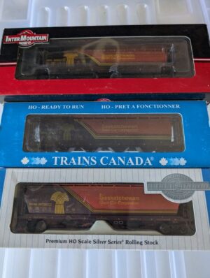 Trains Canada / InterMountain HO 4-Bay Cylindrical Hopper Saskatchewan x 3